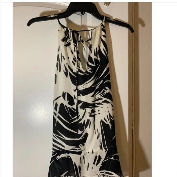 New Parker Palm Print Silk Black White Cordoba Halter Tank S ($198 Retail). - Picture 6 of 6